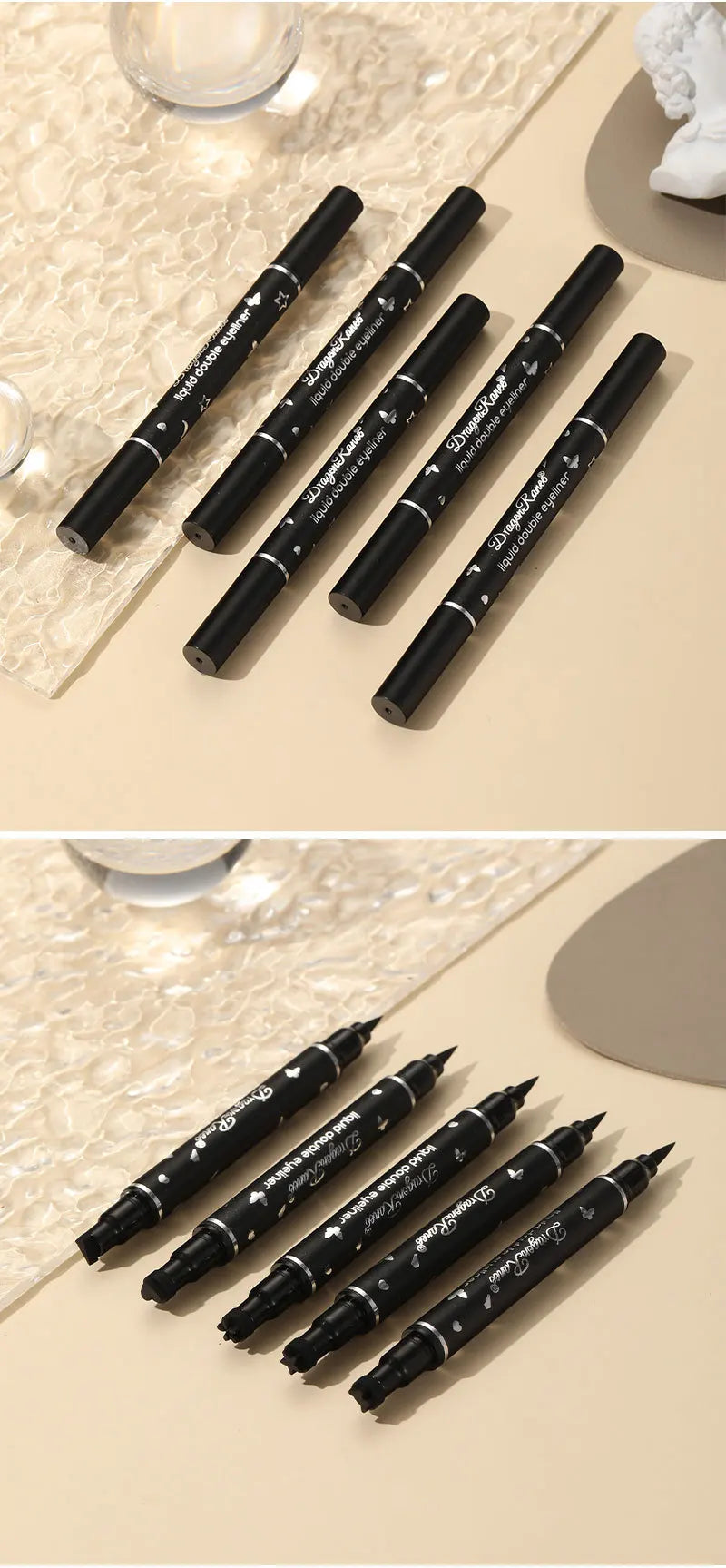 2 IN 1 Butterfly Seal Eyeliner Pen Star Moon Stamp Long-Lasting Waterproof Black Liquid Eye Liner Pencil Eyes Makeup Cosmetic