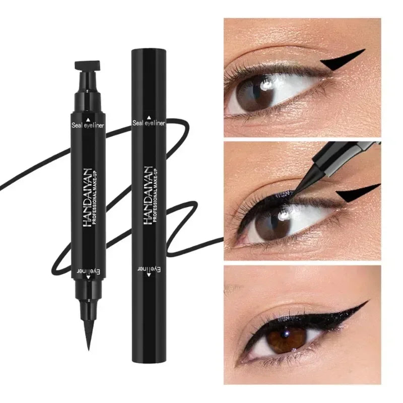 Seal Stamp Liquid Eyeliner Pen Waterproof Fast Dry Green Black Eye Liner Pencil with Eyeliner Cosmetic Dual-ended Eyeliner Stamp