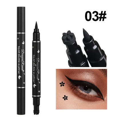 2 IN 1 Butterfly Seal Eyeliner Pen Star Moon Stamp Long-Lasting Waterproof Black Liquid Eye Liner Pencil Eyes Makeup Cosmetic