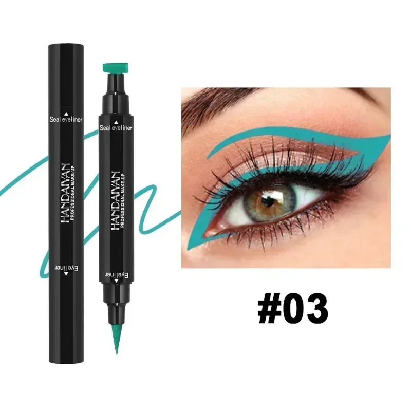 Seal Stamp Liquid Eyeliner Pen Waterproof Fast Dry Green Black Eye Liner Pencil with Eyeliner Cosmetic Dual-ended Eyeliner Stamp