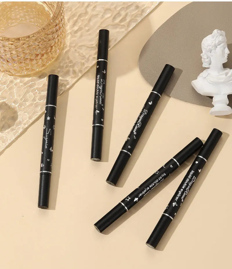 2 IN 1 Butterfly Seal Eyeliner Pen Star Moon Stamp Long-Lasting Waterproof Black Liquid Eye Liner Pencil Eyes Makeup Cosmetic