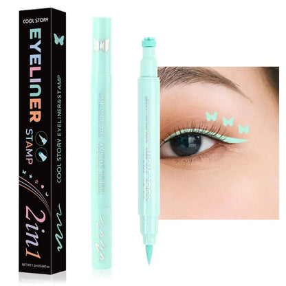 1/5 piezas de delineador de ojos líquido con forma de mariposa de colores, de doble punta, con forma de corazón y flor, de larga duración y resistente al agua.