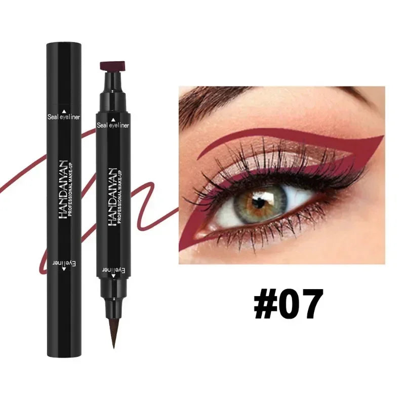 Seal Stamp Liquid Eyeliner Pen Waterproof Fast Dry Green Black Eye Liner Pencil with Eyeliner Cosmetic Dual-ended Eyeliner Stamp