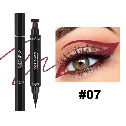 Seal Stamp Liquid Eyeliner Pen Waterproof Fast Dry Green Black Eye Liner Pencil with Eyeliner Cosmetic Dual-ended Eyeliner Stamp