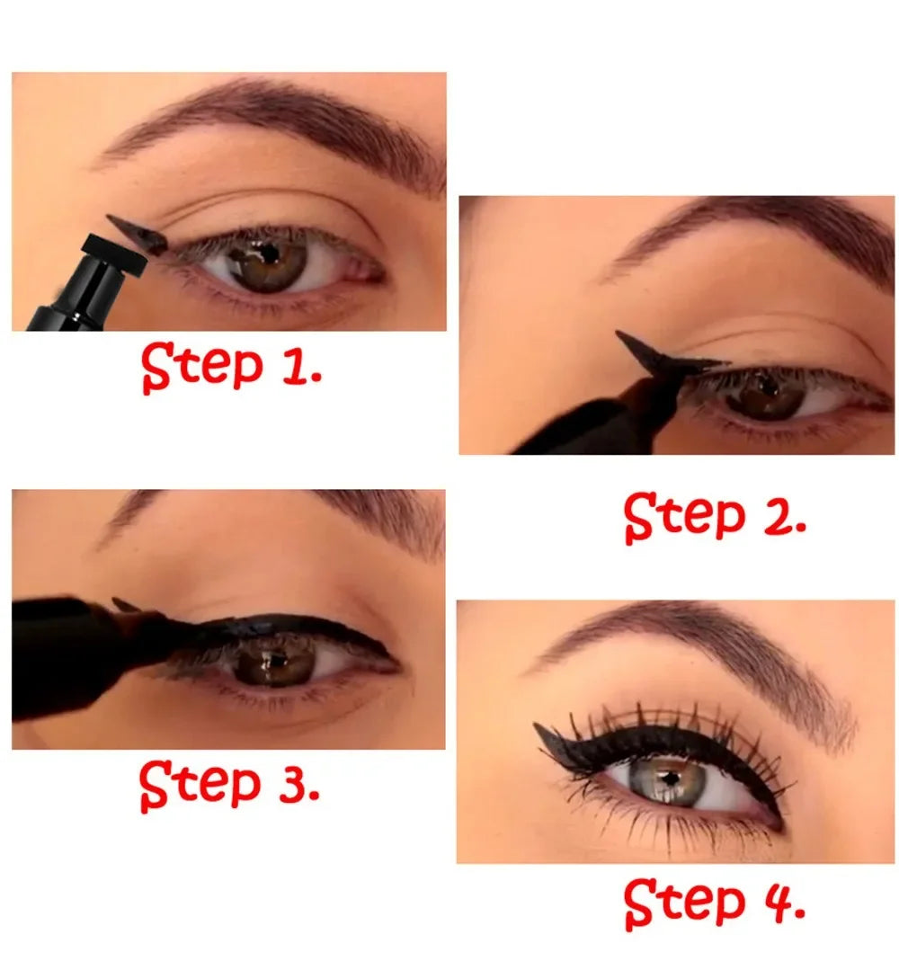 Seal Stamp Liquid Eyeliner Pen Waterproof Fast Dry Green Black Eye Liner Pencil with Eyeliner Cosmetic Dual-ended Eyeliner Stamp