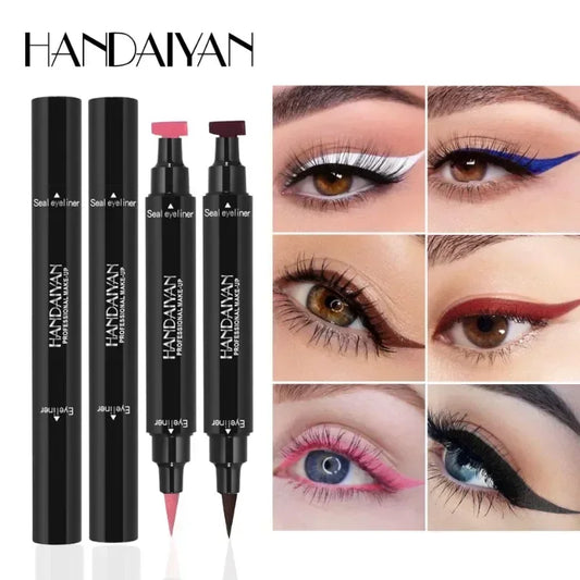 Seal Stamp Liquid Eyeliner Pen Waterproof Fast Dry Green Black Eye Liner Pencil with Eyeliner Cosmetic Dual-ended Eyeliner Stamp