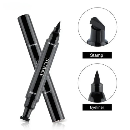 Seal Stamp Liquid Eyeliner Pen Waterproof Fast Dry Green Black Eye Liner Pencil with Eyeliner Cosmetic Dual-ended Eyeliner Stamp