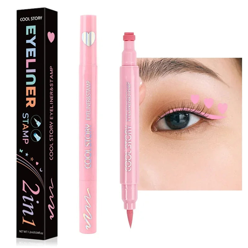 1/5 piezas de delineador de ojos líquido con forma de mariposa de colores, de doble punta, con forma de corazón y flor, de larga duración y resistente al agua.