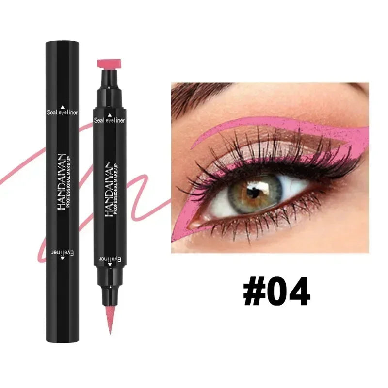 Seal Stamp Liquid Eyeliner Pen Waterproof Fast Dry Green Black Eye Liner Pencil with Eyeliner Cosmetic Dual-ended Eyeliner Stamp