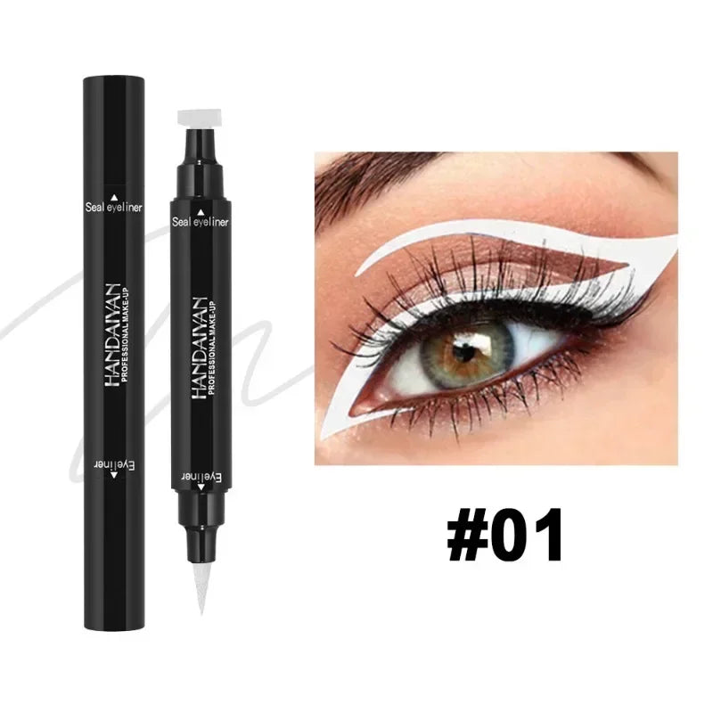 Seal Stamp Liquid Eyeliner Pen Waterproof Fast Dry Green Black Eye Liner Pencil with Eyeliner Cosmetic Dual-ended Eyeliner Stamp