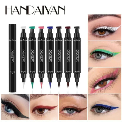 Seal Stamp Liquid Eyeliner Pen Waterproof Fast Dry Green Black Eye Liner Pencil with Eyeliner Cosmetic Dual-ended Eyeliner Stamp