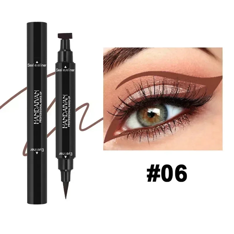 Seal Stamp Liquid Eyeliner Pen Waterproof Fast Dry Green Black Eye Liner Pencil with Eyeliner Cosmetic Dual-ended Eyeliner Stamp