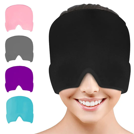 Sombrero para aliviar la migraña, sombrero para el dolor de cabeza, Gel de terapia de frío caliente, gorro de hielo para aliviar el dolor, máscara de ojos, alivio del dolor de presión de estrés