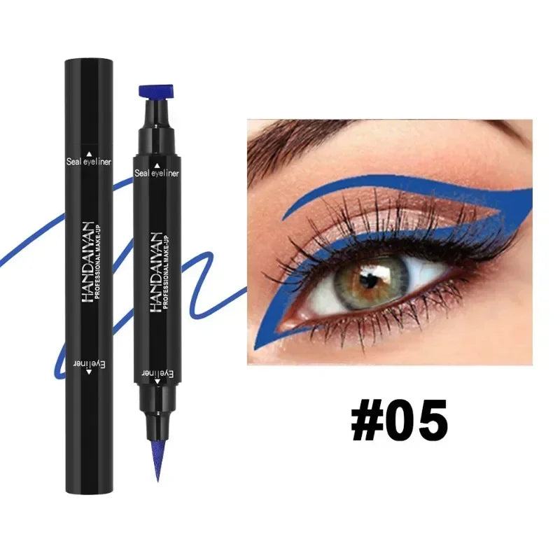 Seal Stamp Liquid Eyeliner Pen Waterproof Fast Dry Green Black Eye Liner Pencil with Eyeliner Cosmetic Dual-ended Eyeliner Stamp