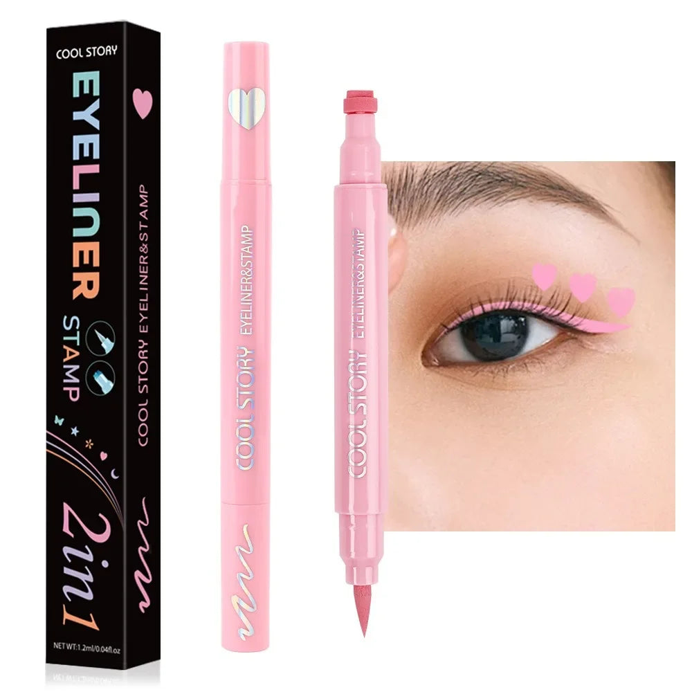 1/5 piezas de delineador de ojos líquido con forma de mariposa de colores, de doble punta, con forma de corazón y flor, de larga duración y resistente al agua.