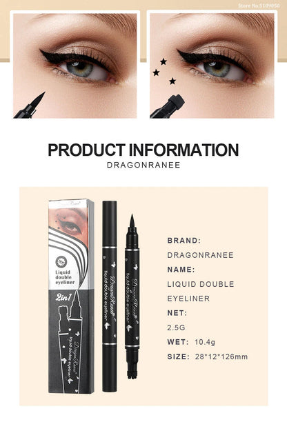 2 IN 1 Butterfly Seal Eyeliner Pen Star Moon Stamp Long-Lasting Waterproof Black Liquid Eye Liner Pencil Eyes Makeup Cosmetic