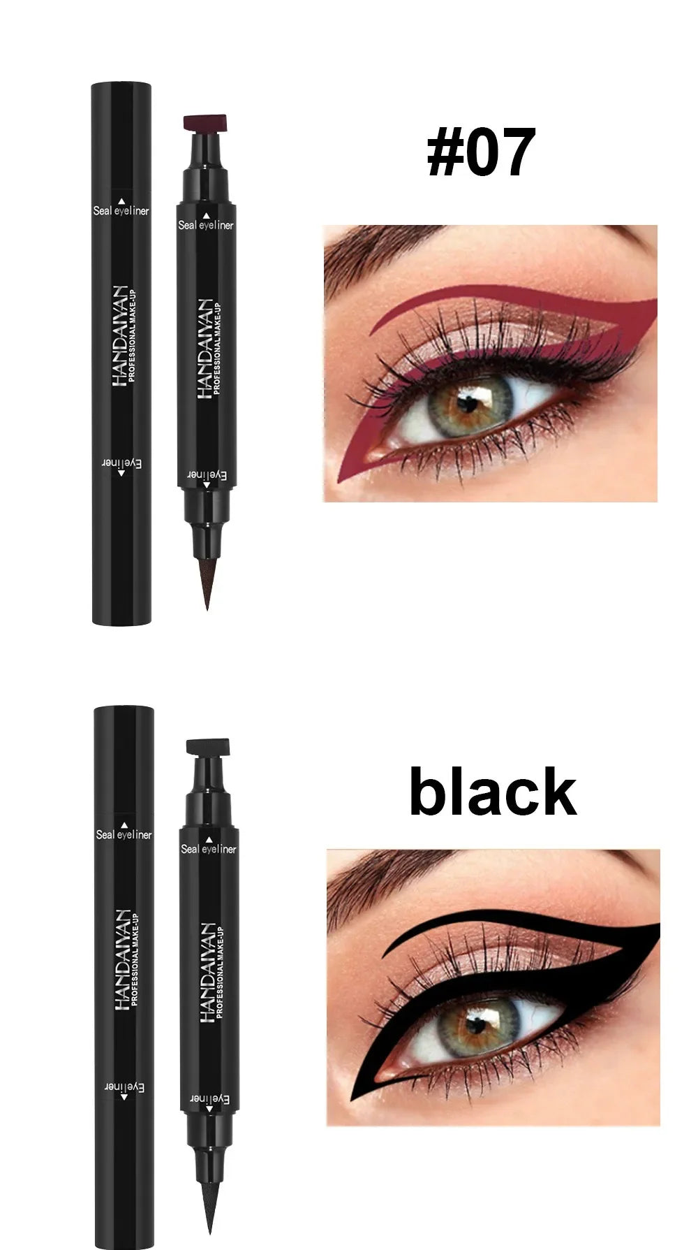 Seal Stamp Liquid Eyeliner Pen Waterproof Fast Dry Green Black Eye Liner Pencil with Eyeliner Cosmetic Dual-ended Eyeliner Stamp