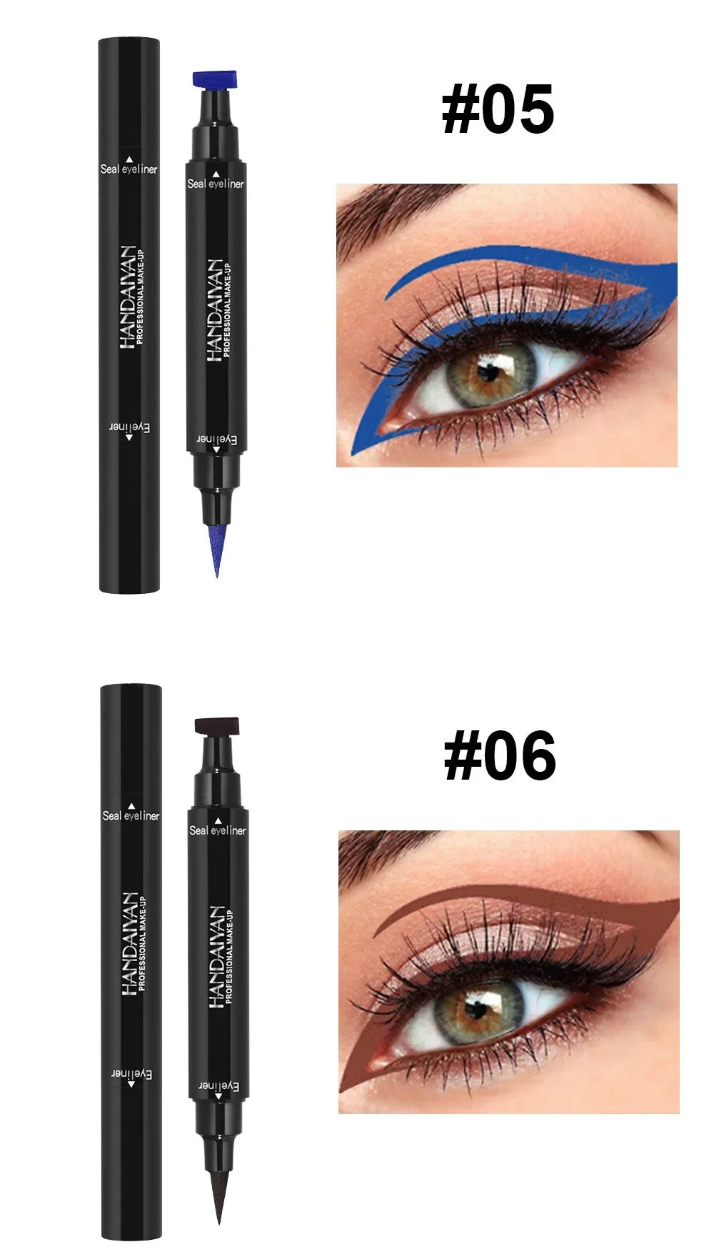 Seal Stamp Liquid Eyeliner Pen Waterproof Fast Dry Green Black Eye Liner Pencil with Eyeliner Cosmetic Dual-ended Eyeliner Stamp