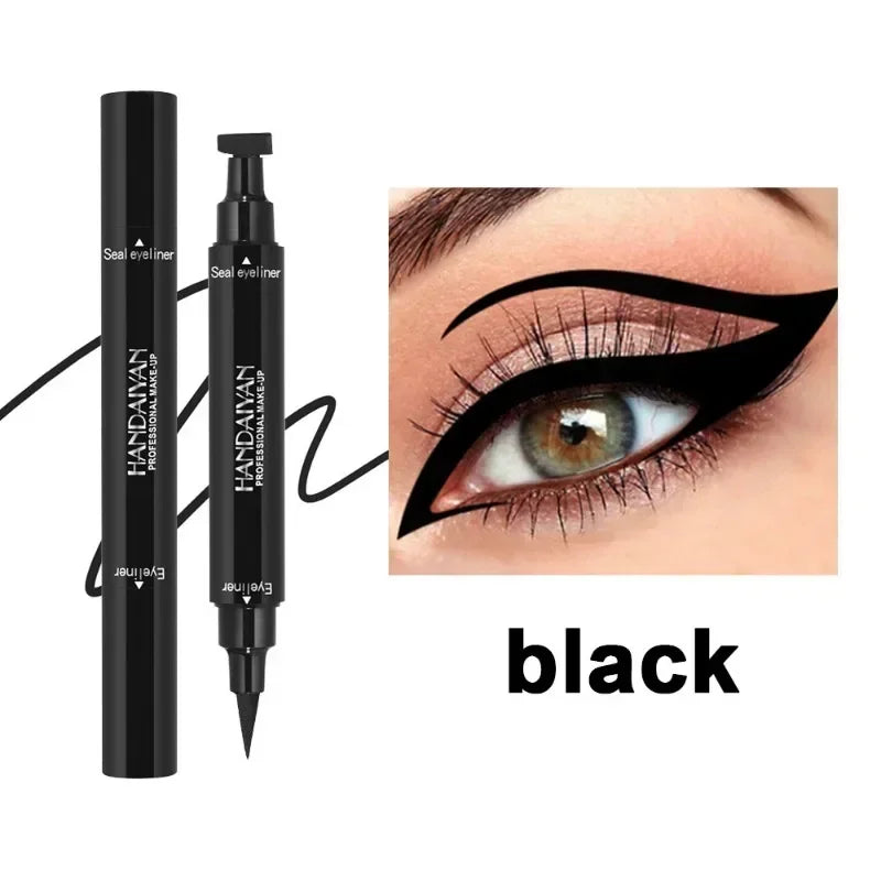 Seal Stamp Liquid Eyeliner Pen Waterproof Fast Dry Green Black Eye Liner Pencil with Eyeliner Cosmetic Dual-ended Eyeliner Stamp